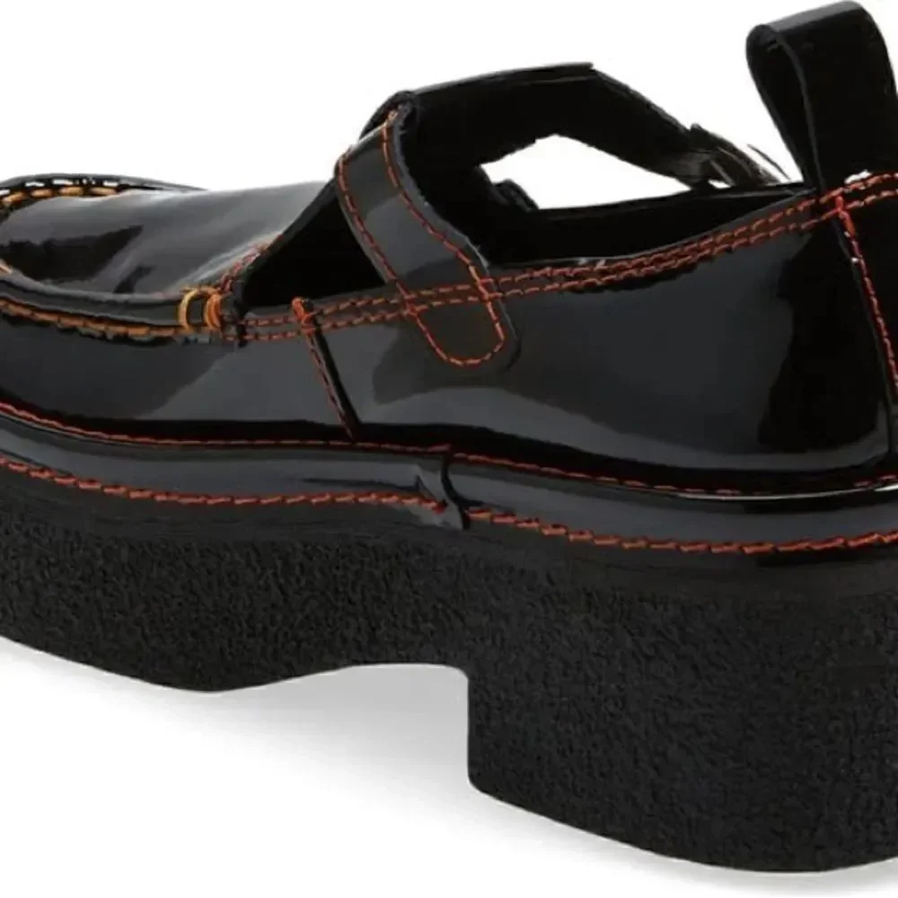 MIISTA CATHY PLATFORM MARY JANE LOAFERS BLACK PATENT LEATHER NEW SIZE 38
